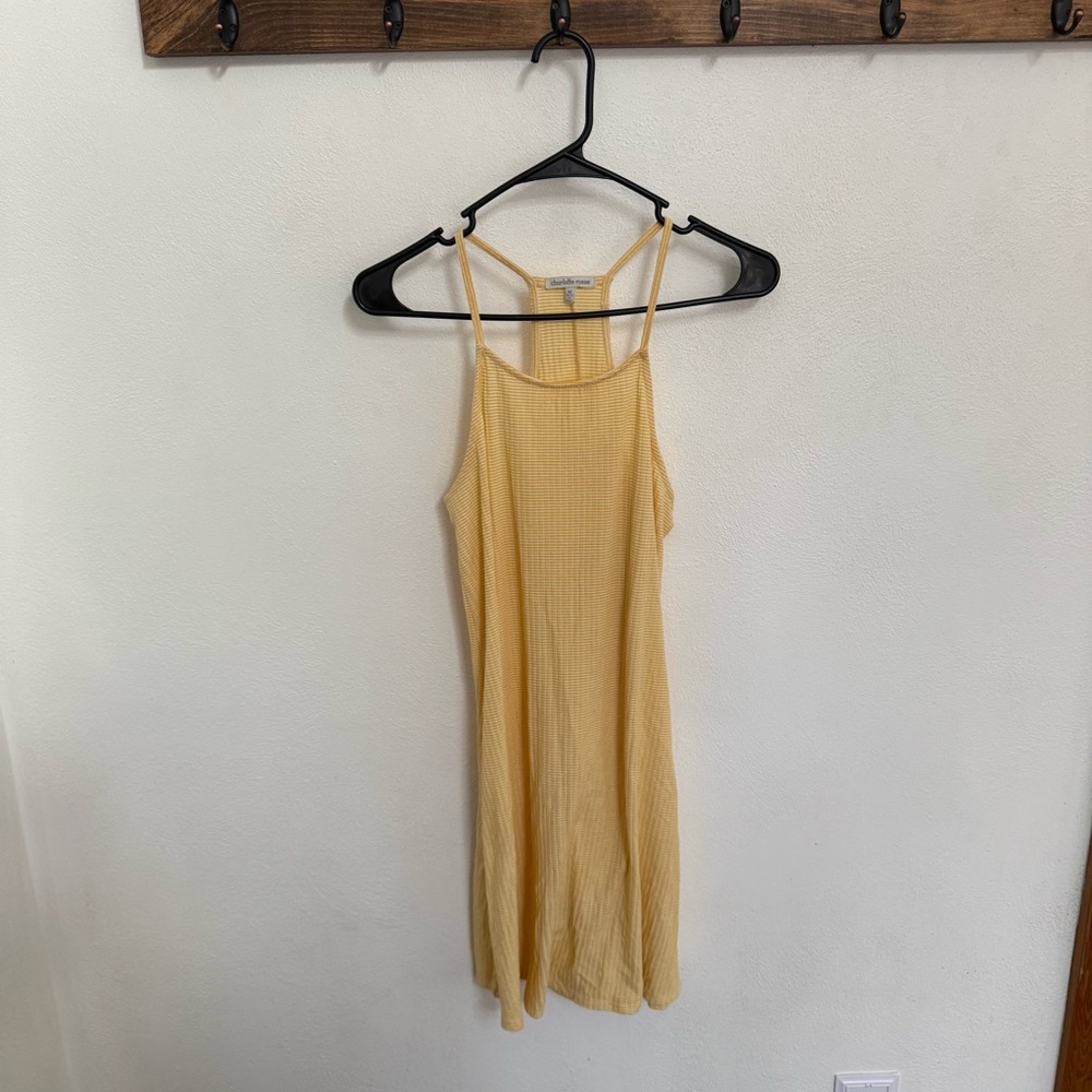 Charlotte Russe Striped Yellow Sleeveless Racerback Dress